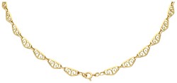 18K Geelgouden filigrain collier met bladmotief.