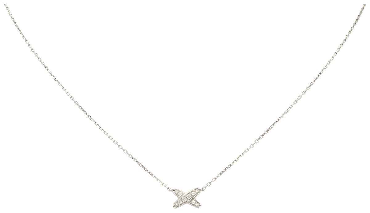 Chaumet 18K witgouden 'Liens' hanger bezet met ca. 0.12 ct. diamant.