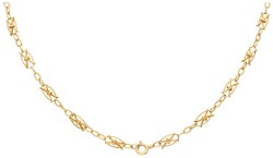 14K Geelgouden fantasie schakelcollier met hanger 