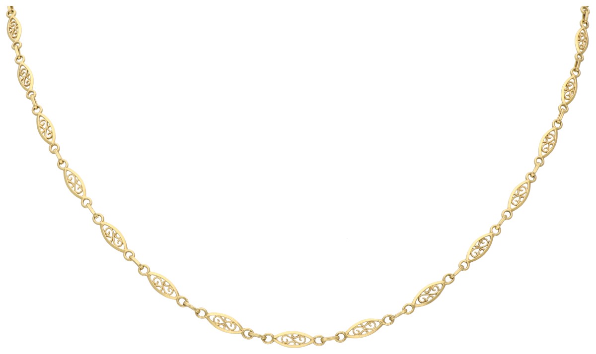 18K Geelgouden filigrain collier.