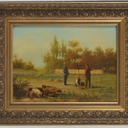 Ron Meilof (Hilversum 1933 - 2016 Hijken), Een jager in een landschap.