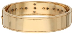 No reserve - 14K Geelgouden bangle armband bezet met roos geslepen diamanten in zilveren florale zetting.