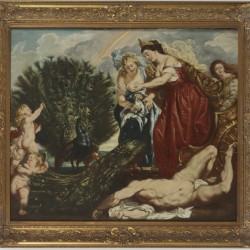 Naar Peter Paul Rubens (Siegen 1577 - 1640 Antwerpen), Juno en Argus, naar het origineel uit 1610, in het Wallraf-Richartz Museum, te Keulen, inv. no.: WRM 1040.