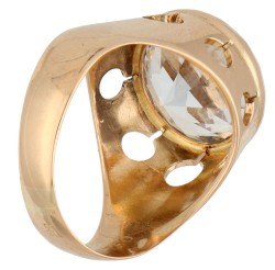 Alton 18K geelgouden solitair ring bezet met bergkristal.