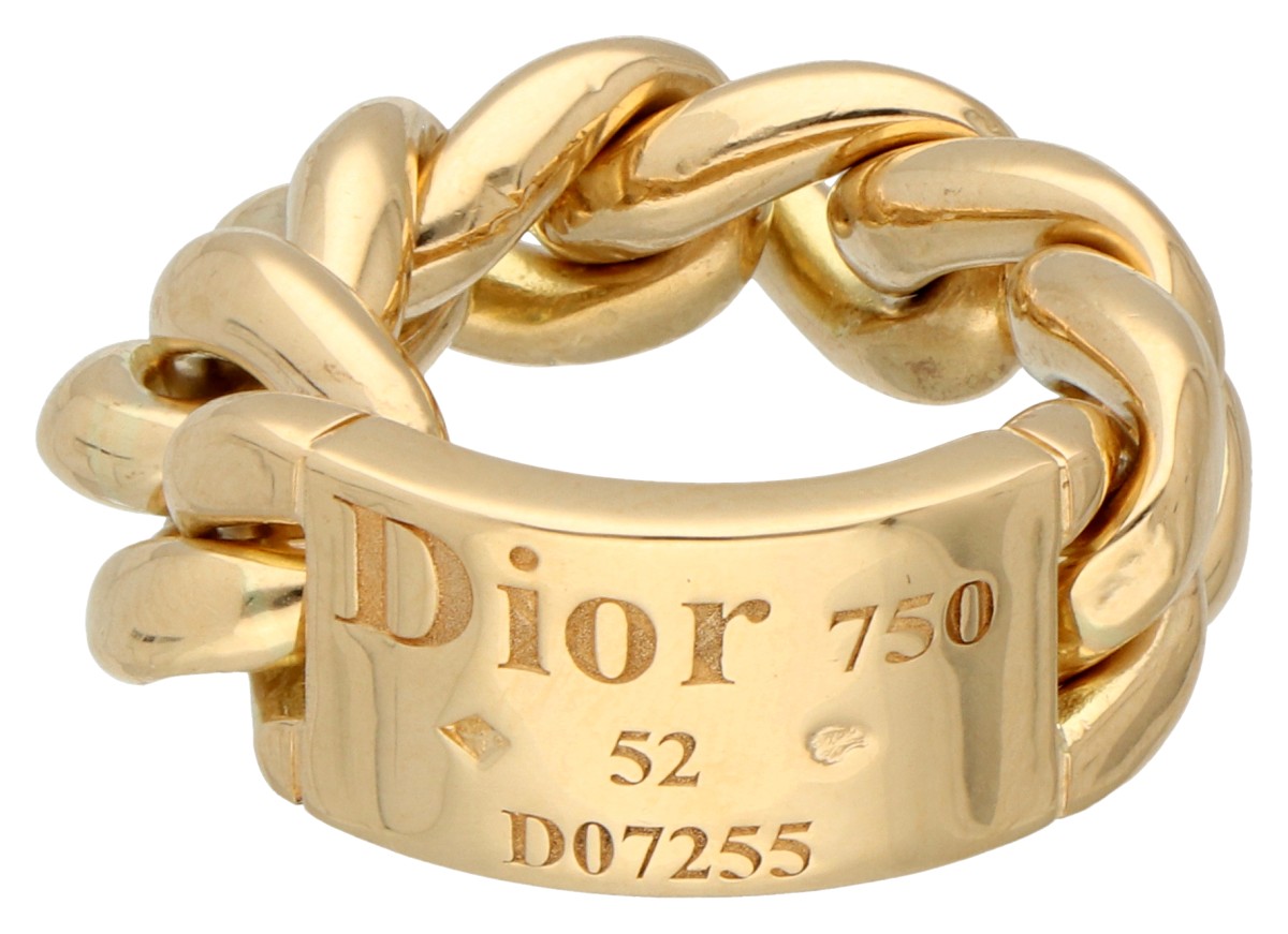 Christian Dior 18K geelgouden ring met gourmet schakels.