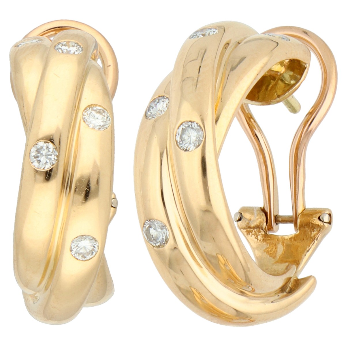 Cartier Trinity 18K geelgouden oorstekers.