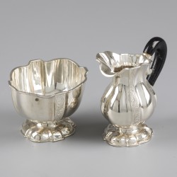 No reserve - 3-delige suiker & melk set zilver.