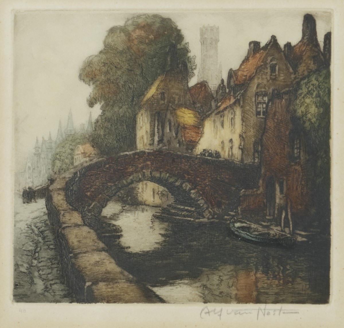 Van Neste, Alfred Joseph Auguste (Brugge 1874 - 1969 Sint-Genesius-Rode), stadsgezicht te Brugge.