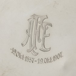 No reserve - Schaal / Flessen onderzetter "Jugendstil" zilver.