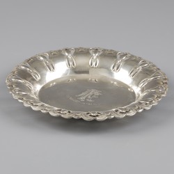 No reserve - Schaal / Flessen onderzetter "Jugendstil" zilver.