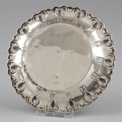 No reserve - Schaal / Flessen onderzetter "Jugendstil" zilver.