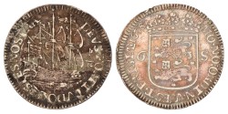 Scheepjesschelling van 6 stuiver. Enkhuizen. 1678. AU details.