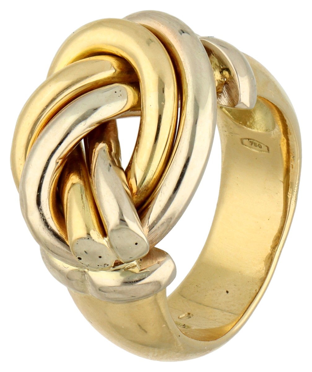 No reserve - 18K Bicolour gouden knoop ring. 