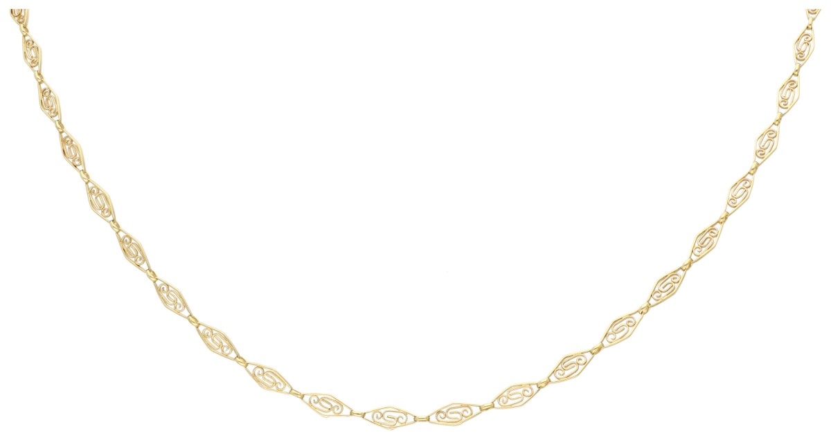 No reserve - 18K Geelgouden filigrain collier.