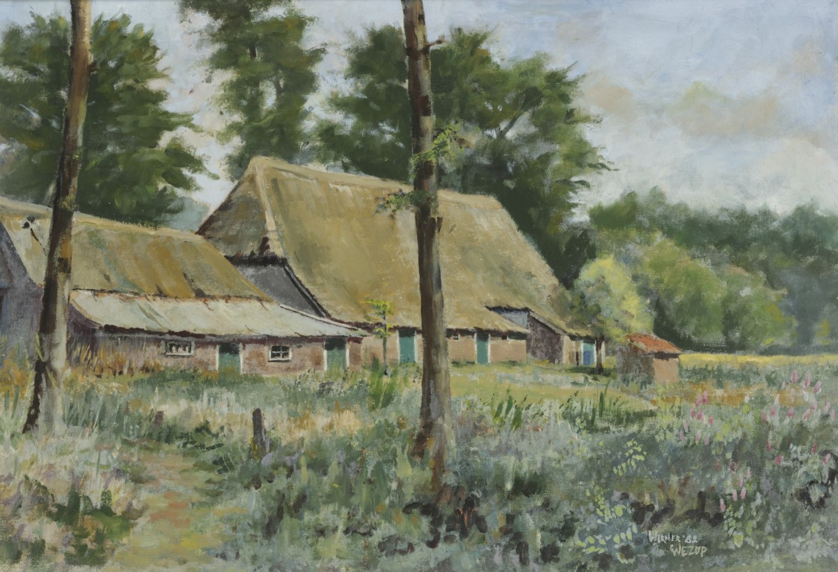 Hollandse School, 20e eeuw. Een boerenhoeve in het veld.