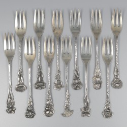 No reserve - 12-delige set taartvorken zilver.