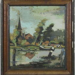 Vanderfeesten, Belgische School, 20e eeuw. Riviergezicht.