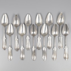 No reserve - 12-delige set koffielepels zilver.