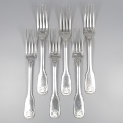No reserve - Christofle 6-delige set Dinervorken model: Vendome verzilverd.