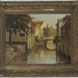 Gerard J. Delfgaauw (Monster 1882 - 1947 Rijswijk), onder pseudoniem 'H. van Gessel', Een zonovergoten stadsgrachtje.