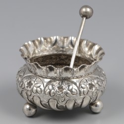 No reserve - 4-delige set zoutkelders & zoutlepels zilver.