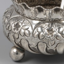No reserve - 4-delige set zoutkelders & zoutlepels zilver.