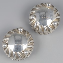 No reserve - 4-delige set zoutkelders & zoutlepels zilver.