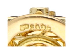 18K Geelgouden oorstekers bezet met ca. 1.26 ct. diamant en ca. 4.08 ct. natuurlijke saffier.