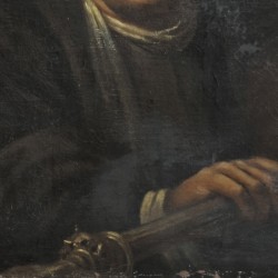 Naar Arent de Gelder (Dordrecht 1645 – 1727), Portret van een man met een hellebaard, een vroeg 18e-eeuwse kopie naar het origineel in Dresden, Gemäldegalerie Alte Meister.