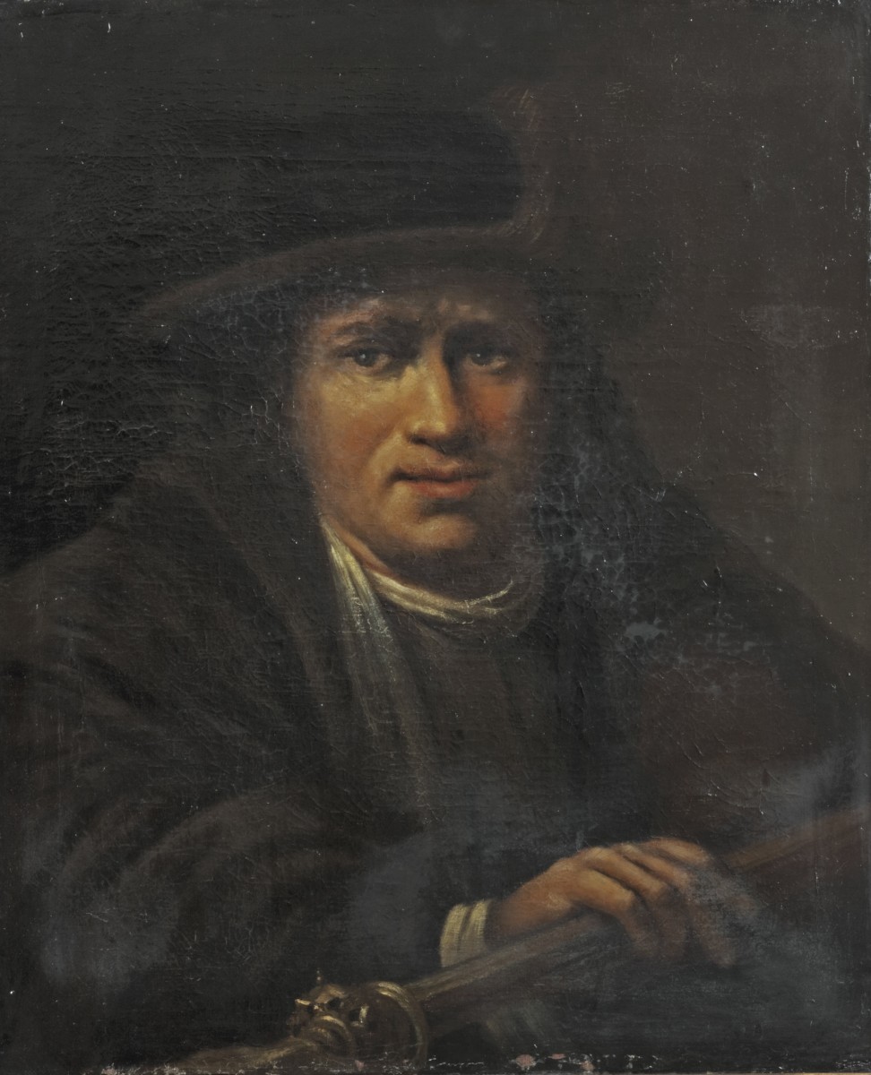 Naar Arent de Gelder (Dordrecht 1645 – 1727), Portret van een man met een hellebaard, een vroeg 18e-eeuwse kopie naar het origineel in Dresden, Gemäldegalerie Alte Meister.