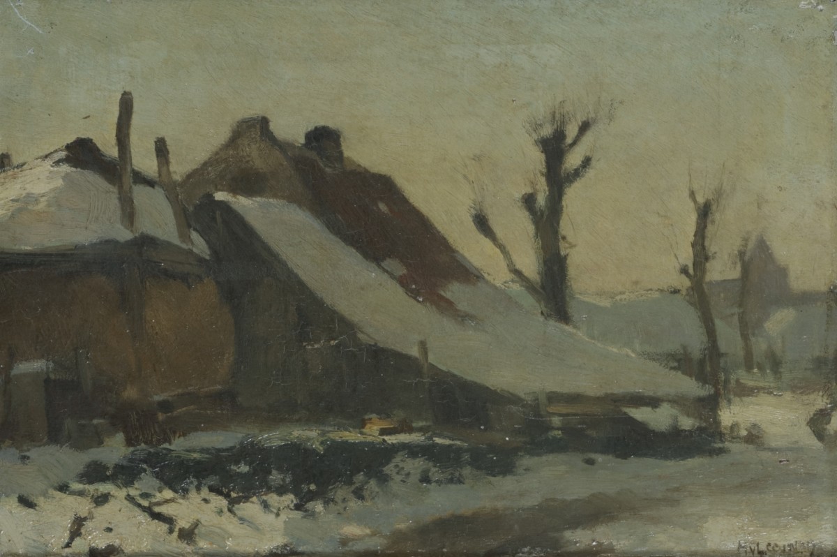 Henk van Leeuwen (van Oudewater) (Ter Aart 1890 - 1979 Voorburg), Boerderij in winter.
