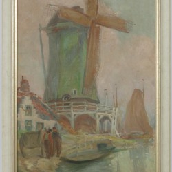 J. Henri Charon, Belgische School, 20e eeuw. Een molen aan een rivier - "Petit Reconnaissant".