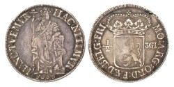 Halve 3 Gulden. Friesland. 1696. VF 35.