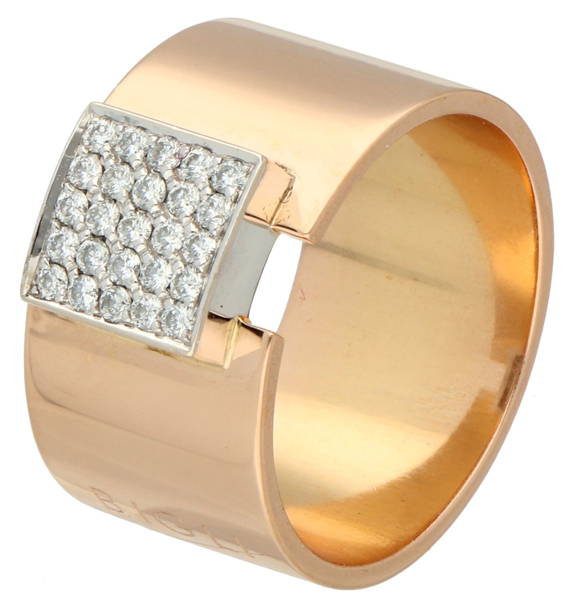 No reserve - Bigli 18K roségouden designer ring bezet met ca. 0.25 ct. diamant.