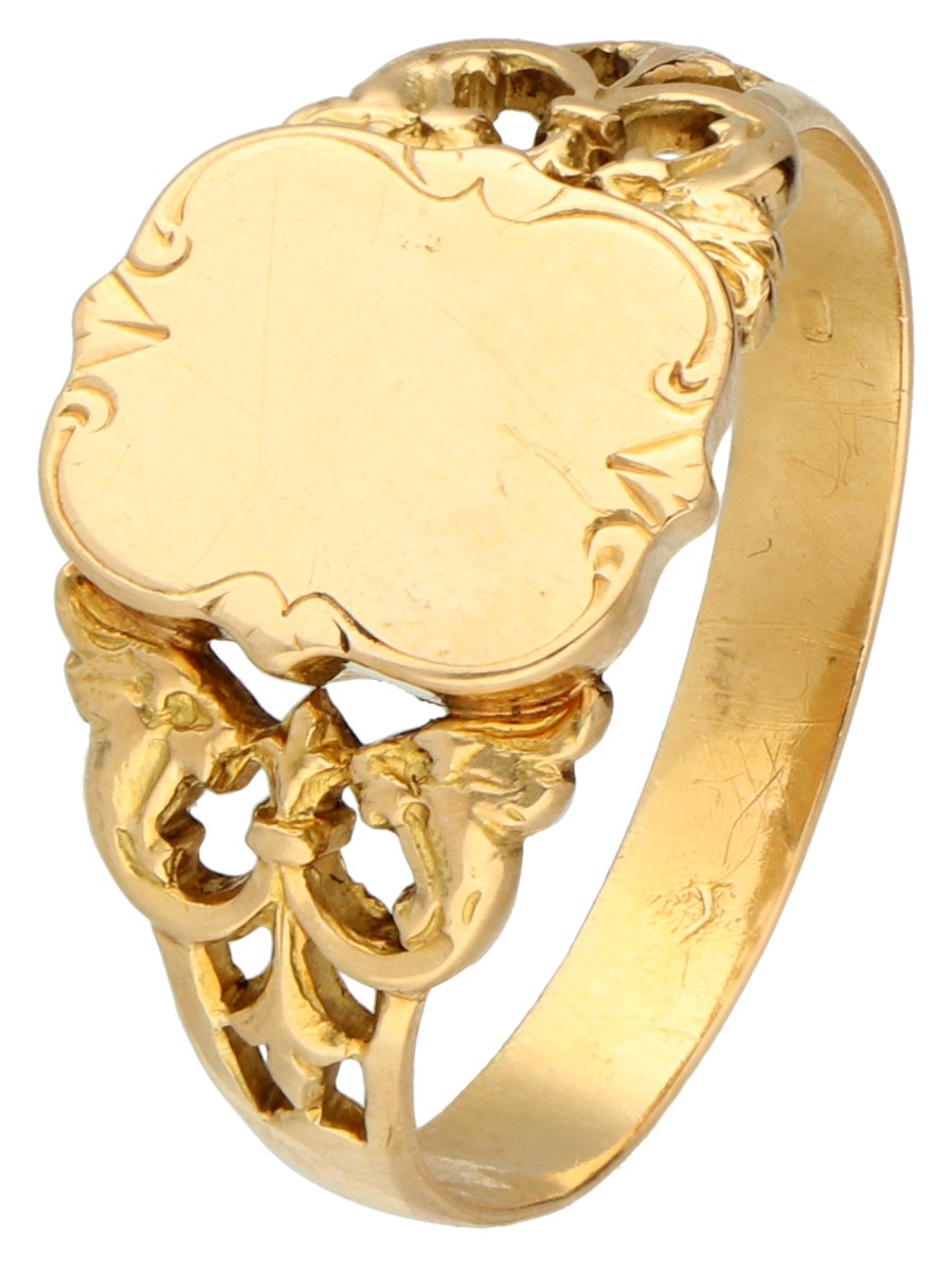 No reserve - Franse antieke 18K geelgouden chevalière ring.