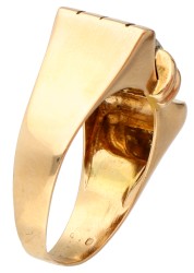 No reserve - 18K Bicolour gouden tank ring diamant.