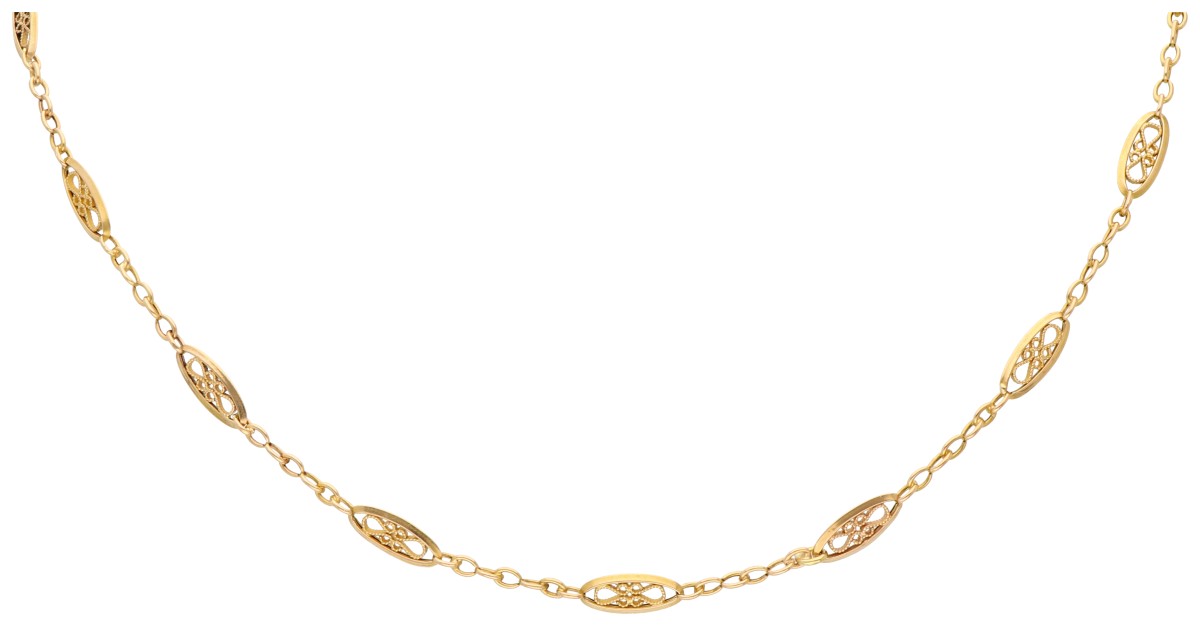 No reserve - 18K Geelgouden filigrain collier.