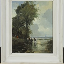 Hollandse School, 20e eeuw, Koeien aan de waterkant.