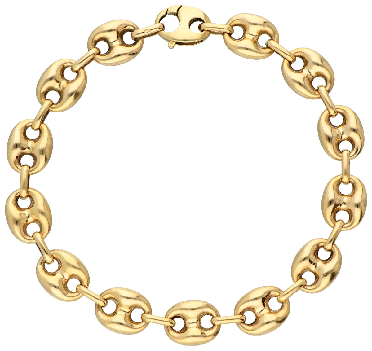 No reserve - Franse 18K geelgouden koffieboon schakel armband.