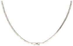 Platina collier bezet met diamant en synthetische smaragd.