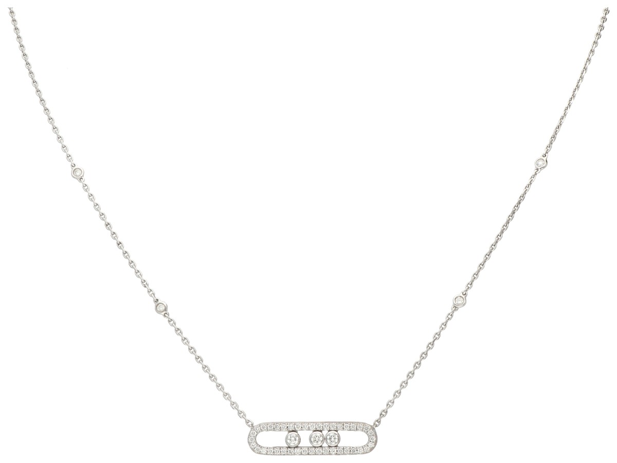 Messika 18K witgouden 'Move Pavé' collier bezet met ca. 0.30 ct. diamant.