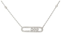 Messika 18K witgouden 'Move Pavé' collier bezet met ca. 0.30 ct. diamant.