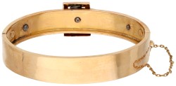 18K roségouden Franse antieke gesp bangle armband met zaadparel.