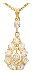 No reserve - 18K Geelgouden collier met hanger bezet met ca. 0.55 ct. diamant.