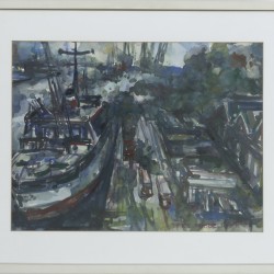 Piet Middelhoek (Brielle 1930 - 2004), Schepen aan de kade.