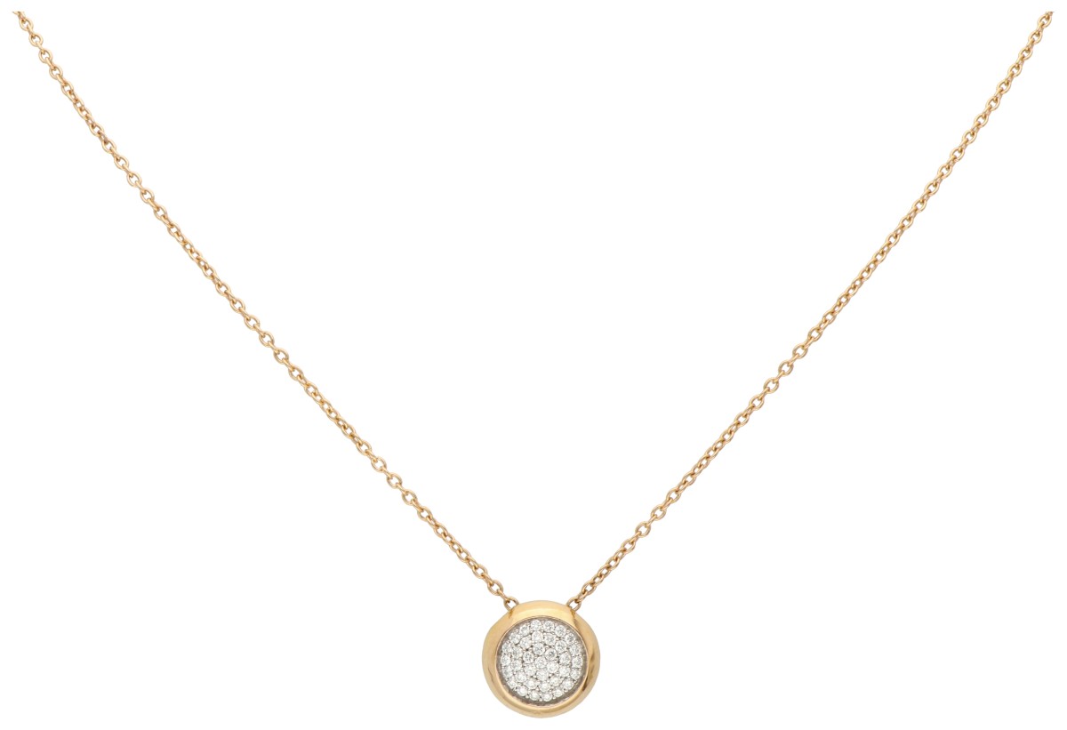 No reserve - Bigli 18K roségouden hanger aan collier bezet met ca. 0.18 ct. diamant.