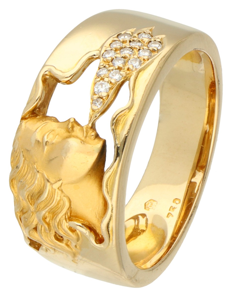 No reserve - Carrera y Carrera 18K geelgouden 'Wind Nimph' ring bezet met diamant.