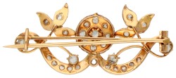 No reserve - 14K Geelgouden antieke broche met roos diamant.