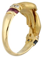 No reserve - 18K Geelgouden Fede motief ring met diamant.