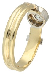 No reserve - 14K Bicolour gouden solitair ring bezet met ca. 0.40 ct. diamant.